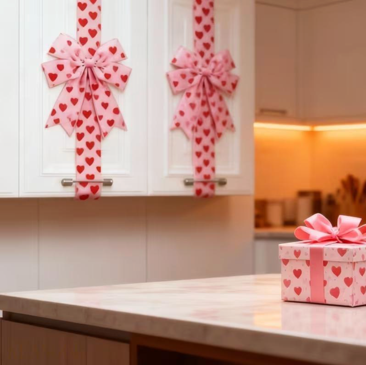 Valentine's Day Pink Heart Large Bow Decoration