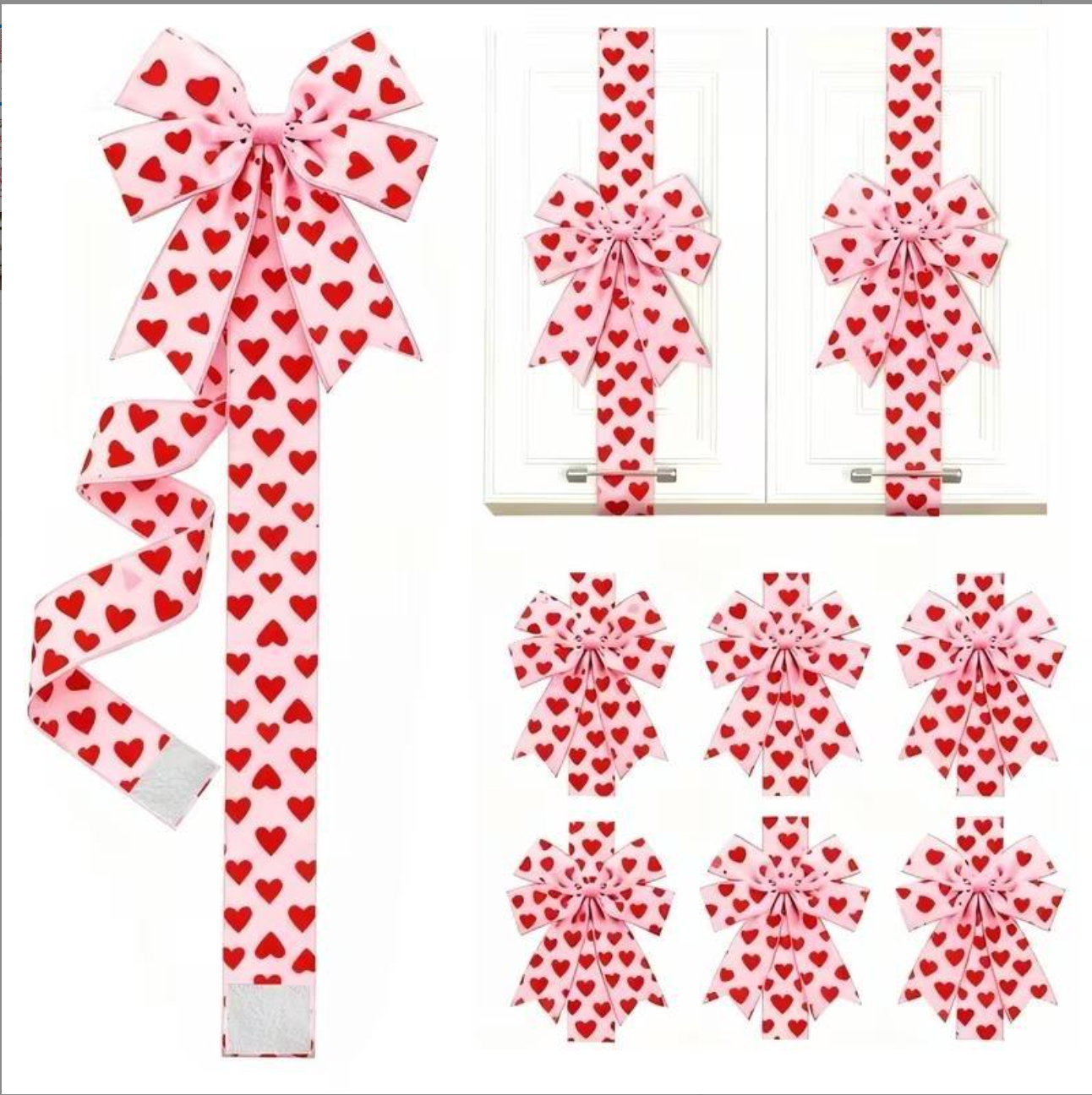 Valentine's Day Pink Heart Large Bow Decoration