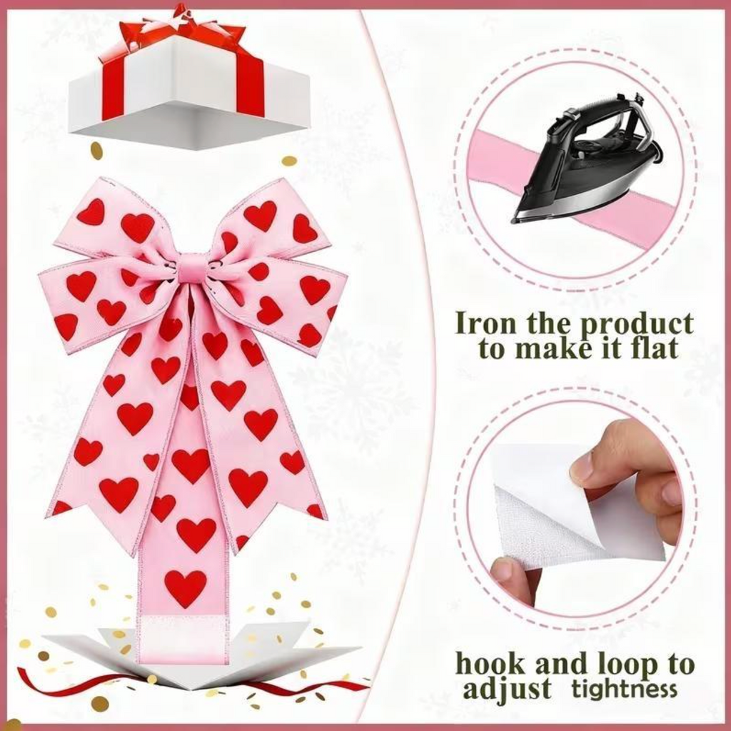 Valentine's Day Pink Heart Large Bow Decoration