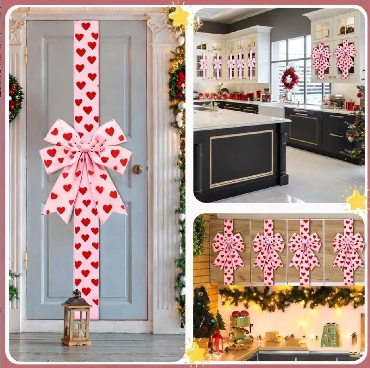 Valentine's Day Pink Heart Large Bow Decoration